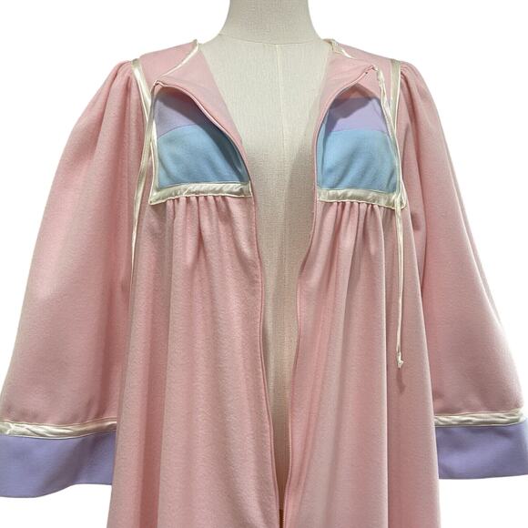 Vintage 70s Styled by SAYBURY Pink & Pastel Zip Front Maxi Robe Women's Size S - Picture 6 of 9